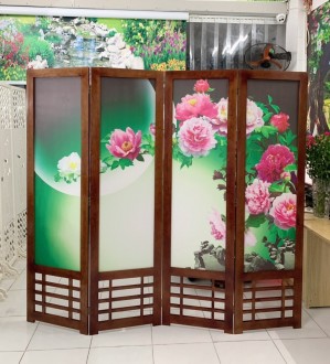 Bình phong Gỗ Nền Tranh 3D Mã HA-6071